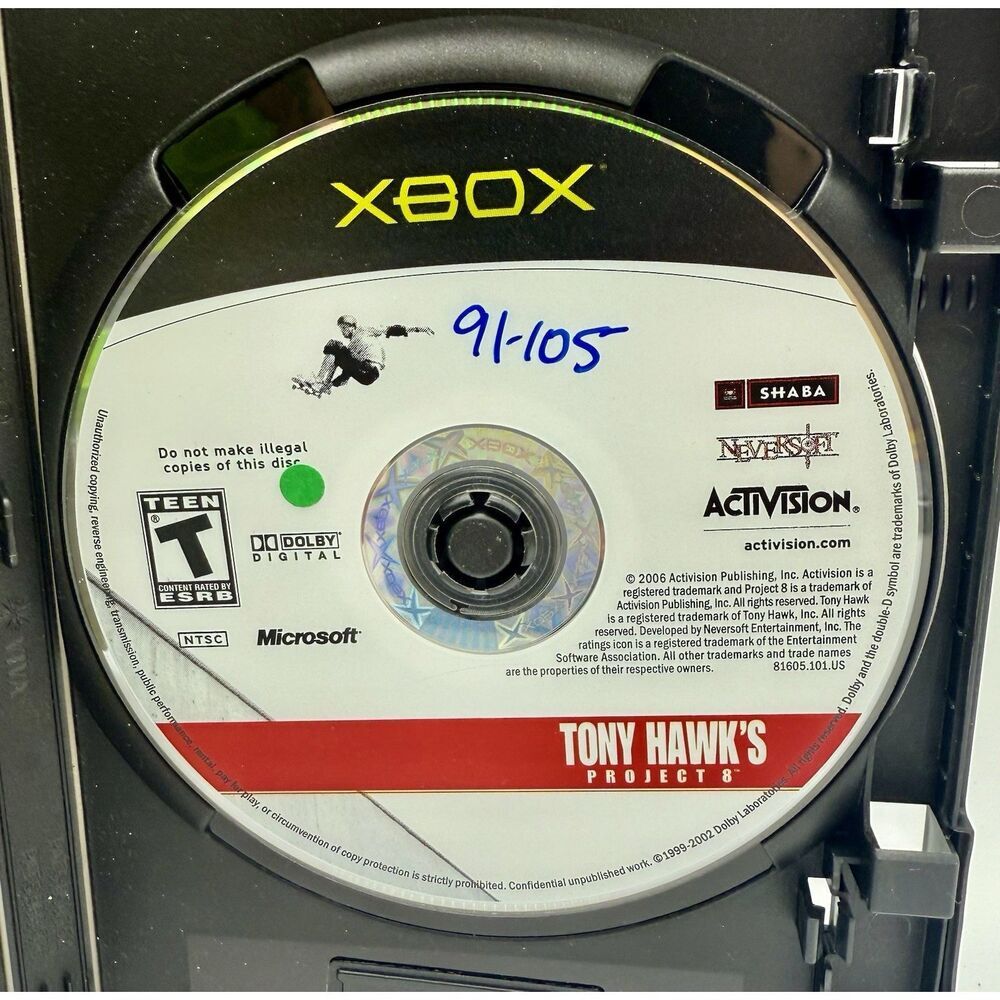 Tony Hawk's: Project 8 (Xbox, 2006) Disc &‎ Plain Black Case Tested
